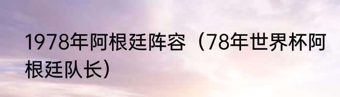 1978年阿根廷阵容（78年世界杯阿根廷队长）