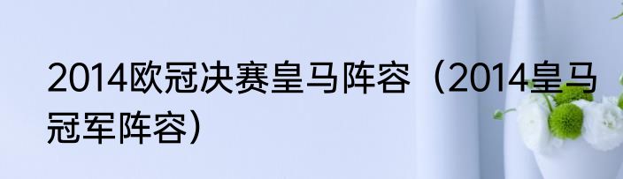 2014欧冠决赛皇马阵容（2014皇马冠军阵容）