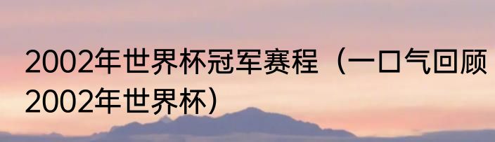 2002年世界杯冠军赛程（一口气回顾2002年世界杯）