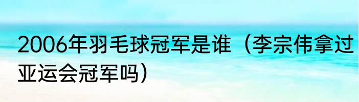 2006年羽毛球冠军是谁（李宗伟拿过亚运会冠军吗）