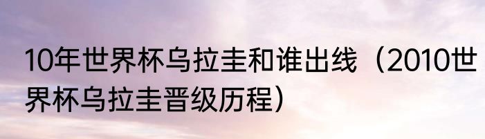 10年世界杯乌拉圭和谁出线（2010世界杯乌拉圭晋级历程）