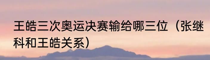 王皓三次奥运决赛输给哪三位（张继科和王皓关系）