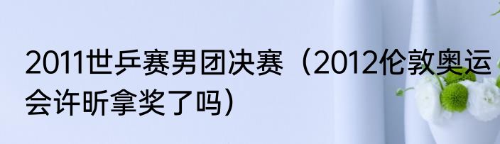 2011世乒赛男团决赛（2012伦敦奥运会许昕拿奖了吗）