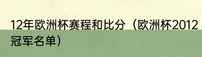 12年欧洲杯赛程和比分（欧洲杯2012冠军名单）