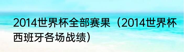 2014世界杯全部赛果（2014世界杯西班牙各场战绩）