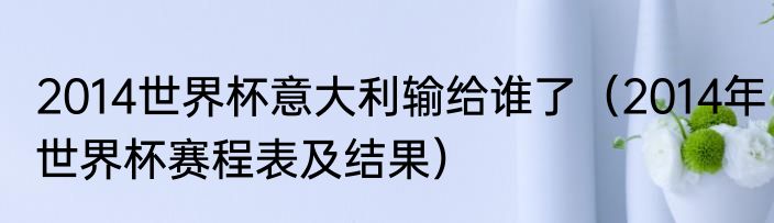 2014世界杯意大利输给谁了（2014年世界杯赛程表及结果）