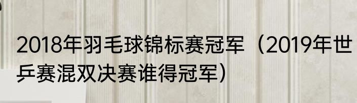 2018年羽毛球锦标赛冠军（2019年世乒赛混双决赛谁得冠军）