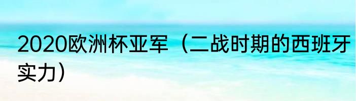 2020欧洲杯亚军（二战时期的西班牙实力）