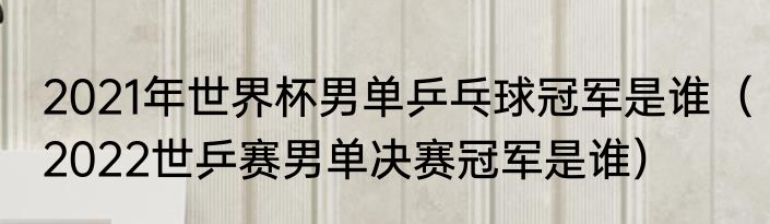 2021年世界杯男单乒乓球冠军是谁（2022世乒赛男单决赛冠军是谁）