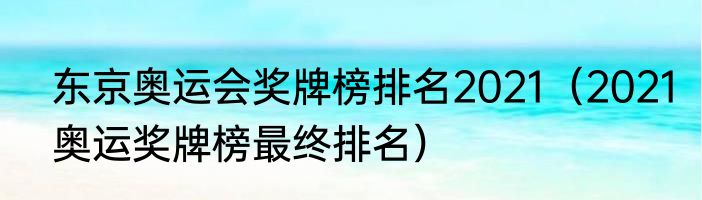 东京奥运会奖牌榜排名2021（2021奥运奖牌榜最终排名）
