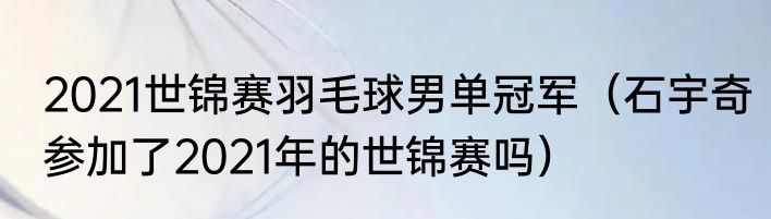 2021世锦赛羽毛球男单冠军（石宇奇参加了2021年的世锦赛吗）