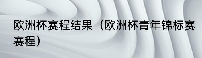 欧洲杯赛程结果（欧洲杯青年锦标赛赛程）