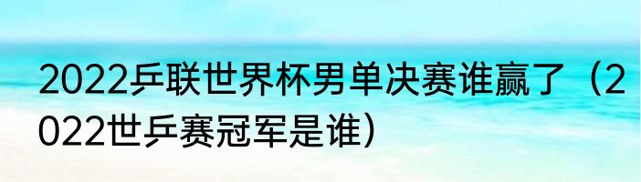 2022乒联世界杯男单决赛谁赢了（2022世乒赛冠军是谁）