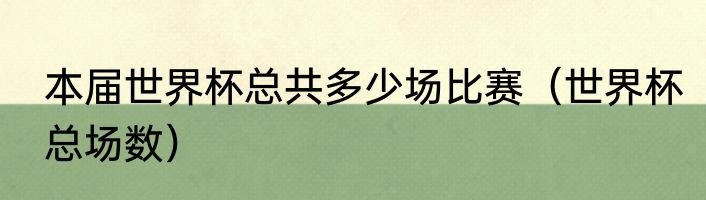 本届世界杯总共多少场比赛（世界杯总场数）