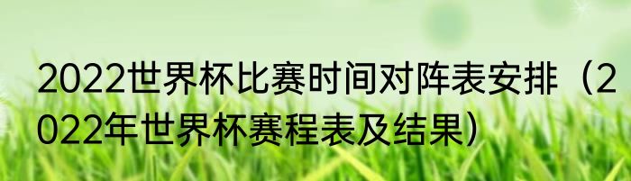 2022世界杯比赛时间对阵表安排（2022年世界杯赛程表及结果）