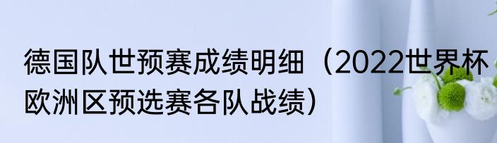 德国队世预赛成绩明细（2022世界杯欧洲区预选赛各队战绩）