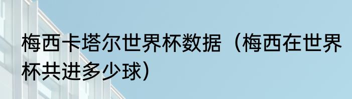 梅西卡塔尔世界杯数据（梅西在世界杯共进多少球）