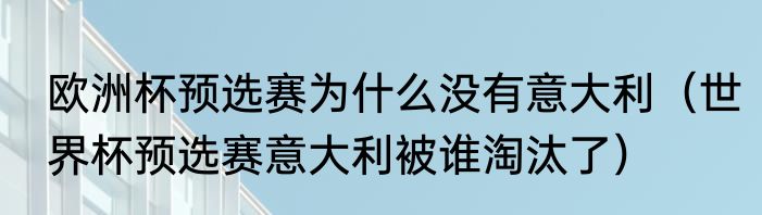 欧洲杯预选赛为什么没有意大利（世界杯预选赛意大利被谁淘汰了）