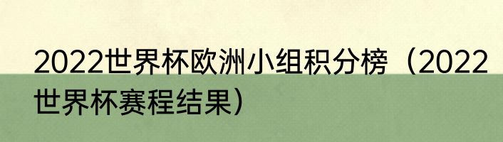 2022世界杯欧洲小组积分榜（2022世界杯赛程结果）