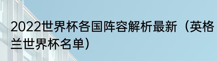 2022世界杯各国阵容解析最新（英格兰世界杯名单）