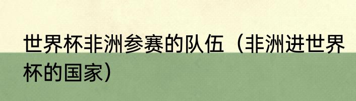 世界杯非洲参赛的队伍（非洲进世界杯的国家）
