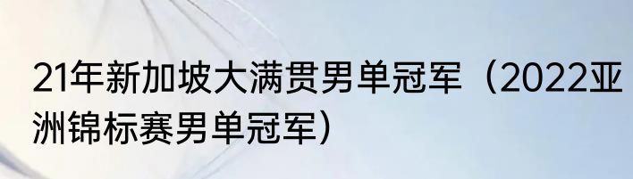 21年新加坡大满贯男单冠军（2022亚洲锦标赛男单冠军）
