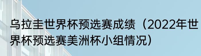 乌拉圭世界杯预选赛成绩（2022年世界杯预选赛美洲杯小组情况）