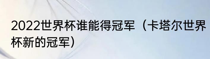 2022世界杯谁能得冠军（卡塔尔世界杯新的冠军）