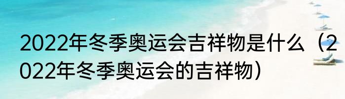 2022年冬季奥运会吉祥物是什么（2022年冬季奥运会的吉祥物）