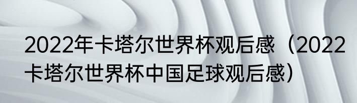 2022年卡塔尔世界杯观后感（2022卡塔尔世界杯中国足球观后感）
