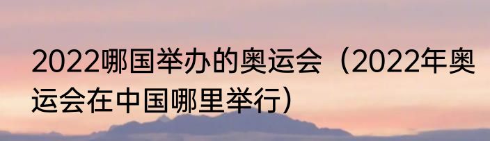 2022哪国举办的奥运会（2022年奥运会在中国哪里举行）