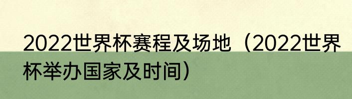 2022世界杯赛程及场地（2022世界杯举办国家及时间）