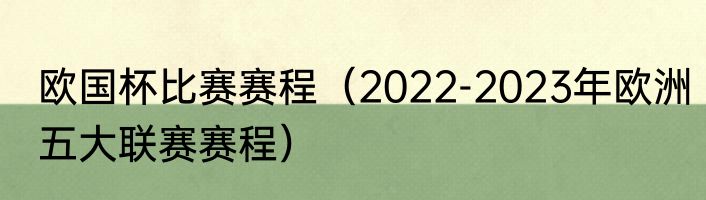 欧国杯比赛赛程（2022-2023年欧洲五大联赛赛程）
