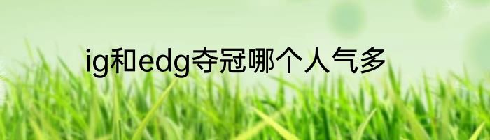 ig和edg夺冠哪个人气多