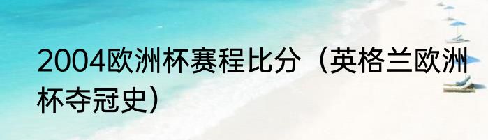 2004欧洲杯赛程比分（英格兰欧洲杯夺冠史）