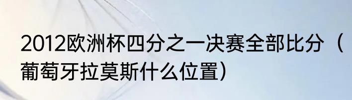 2012欧洲杯四分之一决赛全部比分（葡萄牙拉莫斯什么位置）