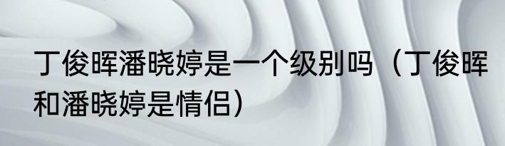 丁俊晖潘晓婷是一个级别吗（丁俊晖和潘晓婷是情侣）