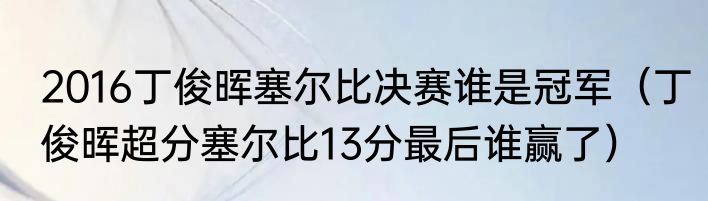 2016丁俊晖塞尔比决赛谁是冠军（丁俊晖超分塞尔比13分最后谁赢了）