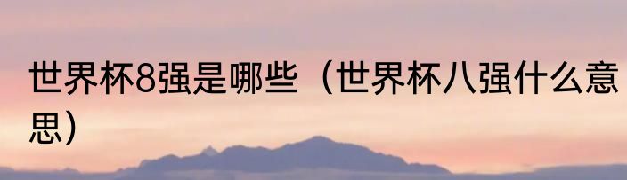 世界杯8强是哪些（世界杯八强什么意思）