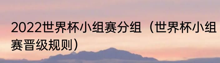 2022世界杯小组赛分组（世界杯小组赛晋级规则）