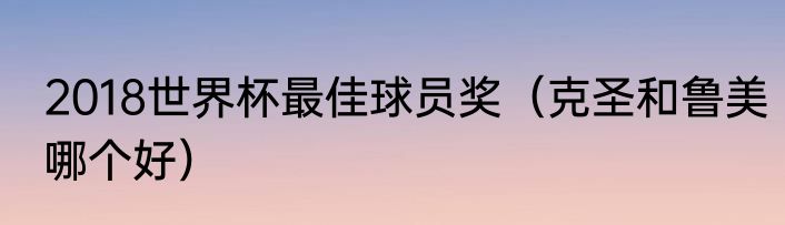 2018世界杯最佳球员奖（克圣和鲁美哪个好）