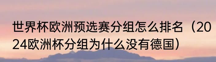 世界杯欧洲预选赛分组怎么排名（2024欧洲杯分组为什么没有德国）