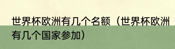 世界杯欧洲有几个名额（世界杯欧洲有几个国家参加）
