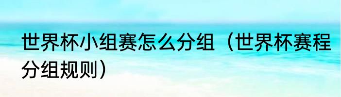 世界杯小组赛怎么分组（世界杯赛程分组规则）