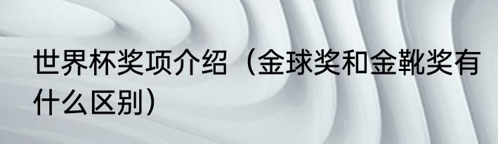 世界杯奖项介绍（金球奖和金靴奖有什么区别）