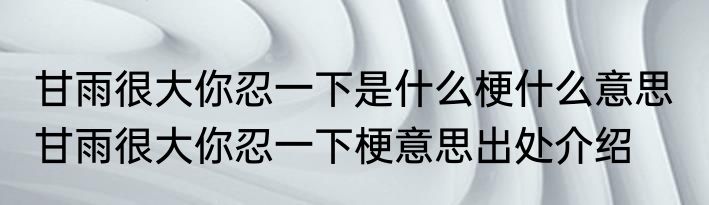 甘雨很大你忍一下是什么梗什么意思  甘雨很大你忍一下梗意思出处介绍
