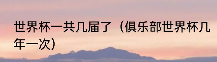 世界杯一共几届了（俱乐部世界杯几年一次）