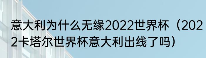 意大利为什么无缘2022世界杯（2022卡塔尔世界杯意大利出线了吗）
