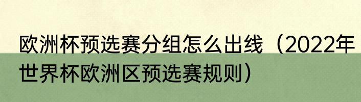 欧洲杯预选赛分组怎么出线（2022年世界杯欧洲区预选赛规则）