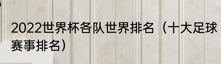 2022世界杯各队世界排名（十大足球赛事排名）